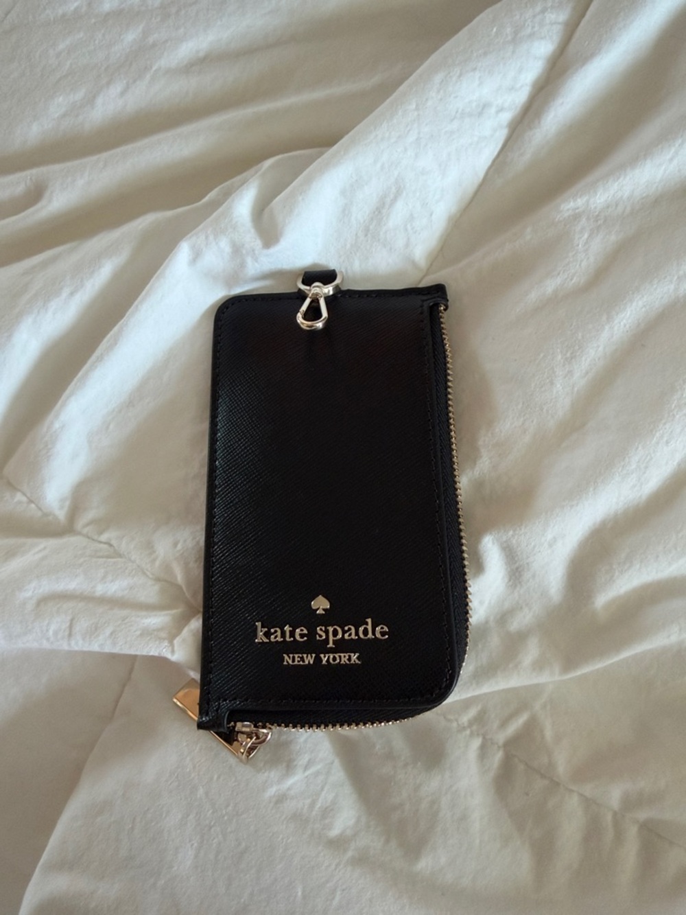 kate spade Black Gold Logo Zip Phone Wallet